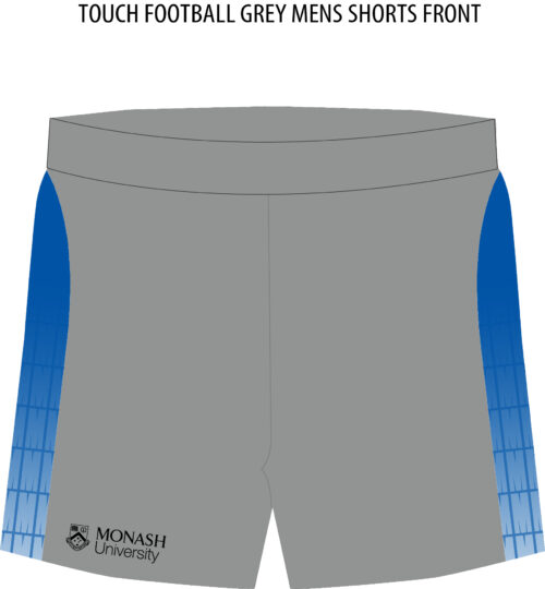 TOUCH FOOTBALL GREY MENS SHORTS FRONT