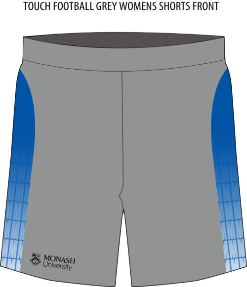 TOUCH FOOTBALL GREY WOMENS SHORTS FRONT